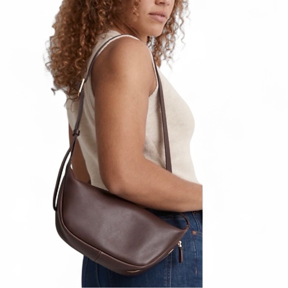 MADEWEL Elegant Brown Leather crossbody bag.w/ gold accents. - Picture 1 of 10
